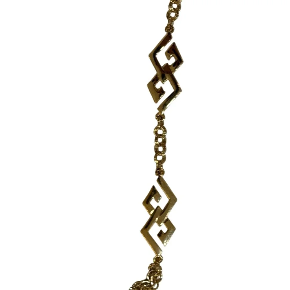 Vintage Givenchy‎ Necklace Gold Tone Logo Geometric 30